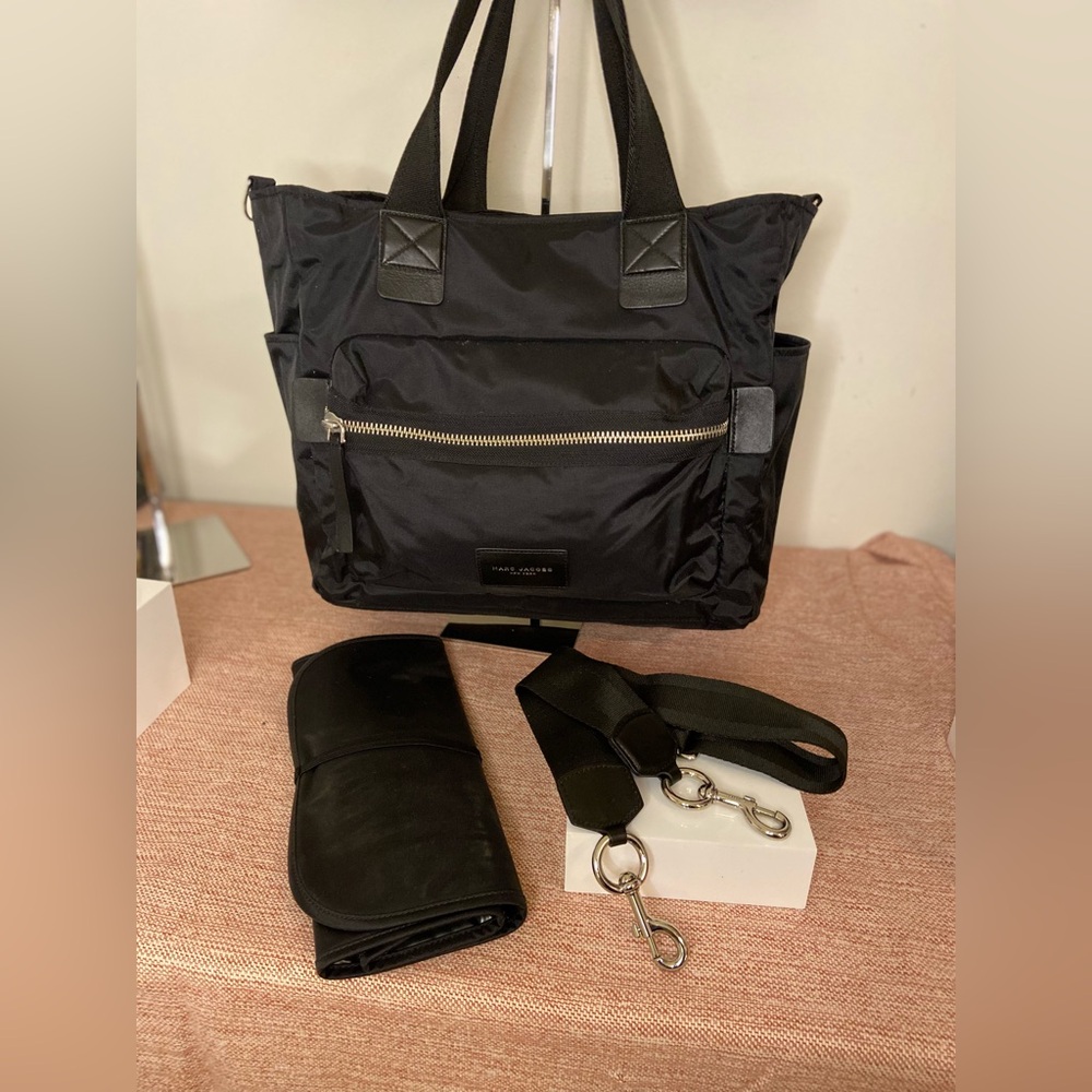 Marc Jacobs Black Nylon Baby Bag Tote with Strap